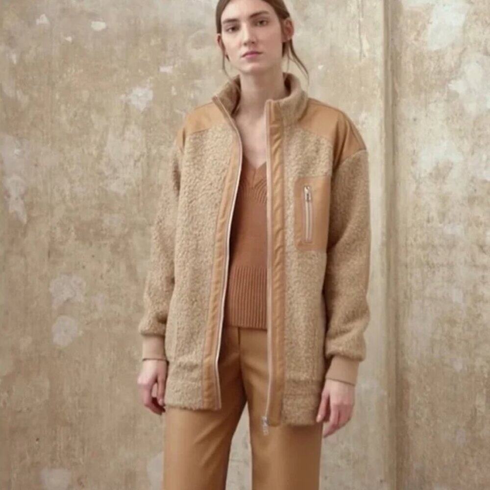 STAUD Camel and Tan Teddy Jacket